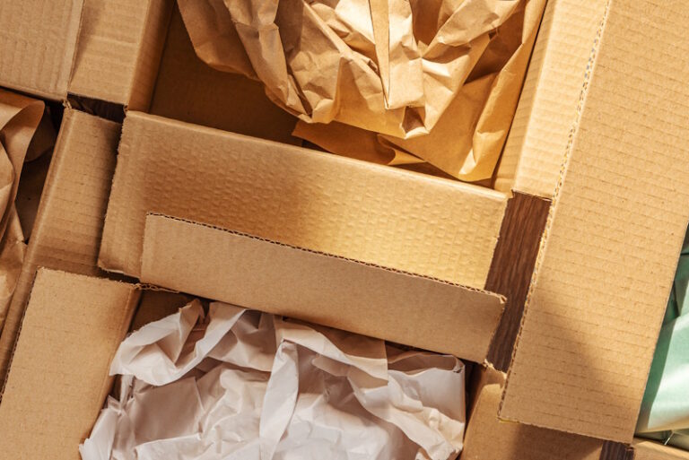open boxes with packaging materials